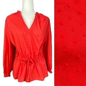 NWT Target A New Day red textured polka dot belted blouse